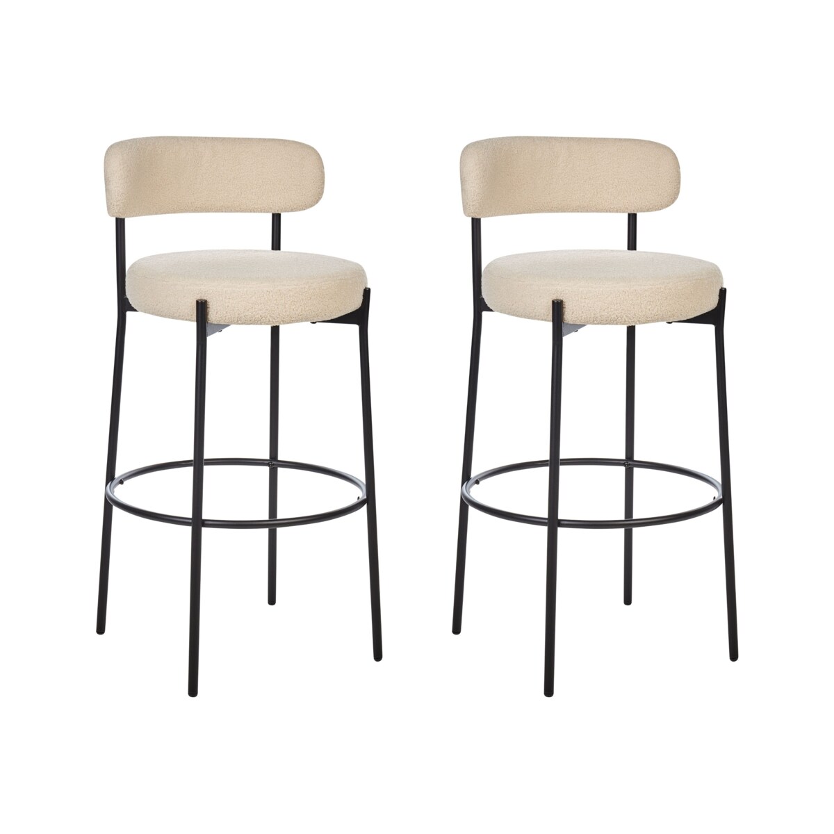 Zestaw 2 krzeseł barowych ALLISON Boucle Jasnobeżowy