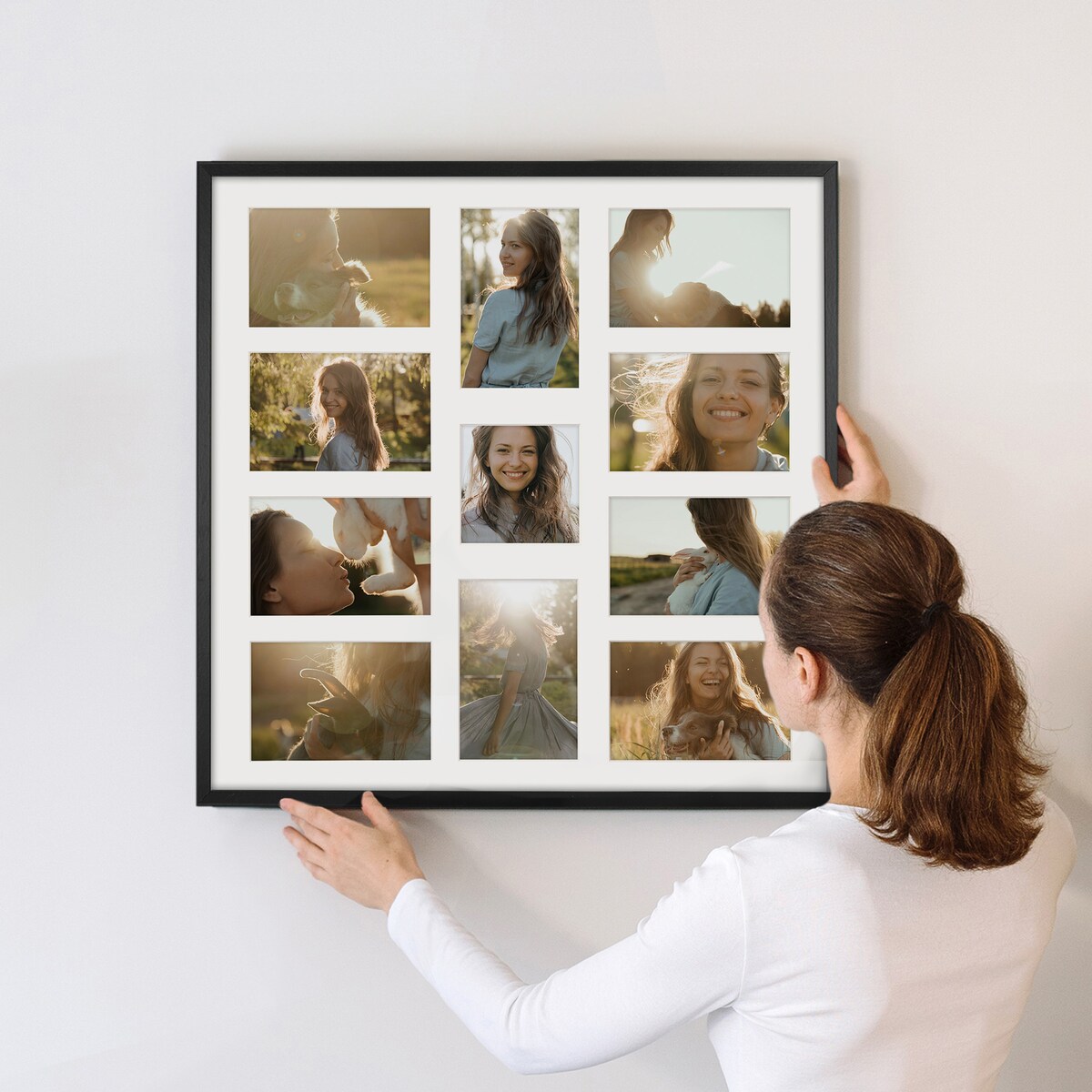 Ramka na zdjęcia 1x 10x10 10x 10x15 czarna galeria na 11 zdjęć multirama 50x50 FRAMAI