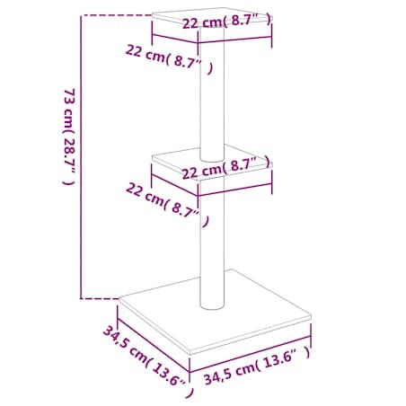 vidaXL Drapak dla kota, z sizalowymi słupkami, jasnoszary, 73 cm