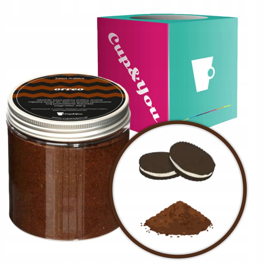 Najlepsza kawa aromatyzowana o smaku Orreo mielona ARABICA PREMIUM 200g na prezent upominek dla kobiety mężczyzny faceta mamy taty żony męża