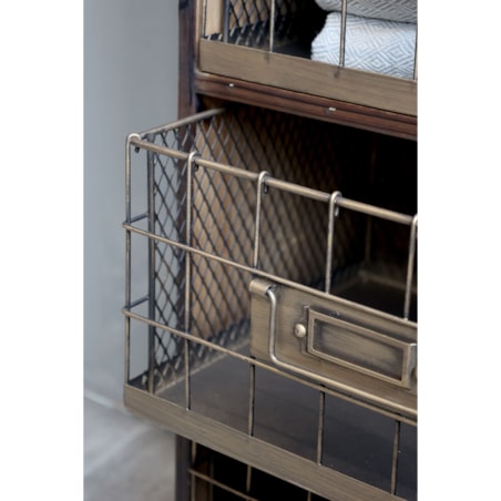 Komoda szafka z szufladami i drucianymi koszami 139 cm