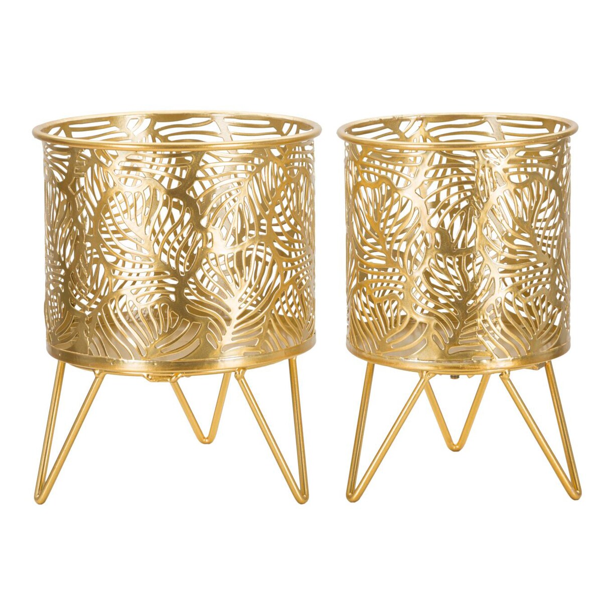 Kwietnik metalowy NATY, zestaw 2 szt., złoty, Ø 16x20 cm