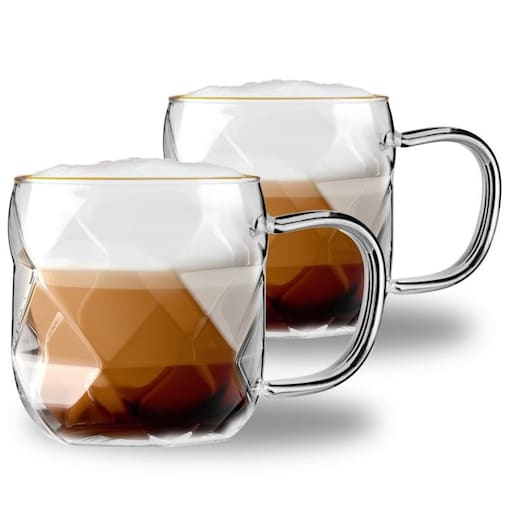Komplet 2 filiżanki 350 ml ze złotym rantem Geo Gold 32125