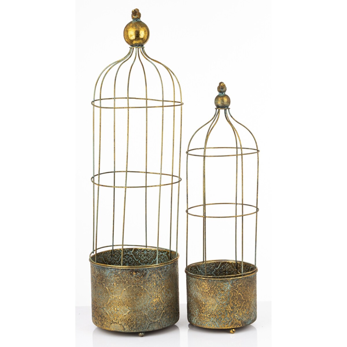 Klatka dekoracyjna metalowa kpl. 2 sztuki z ptaszkiem