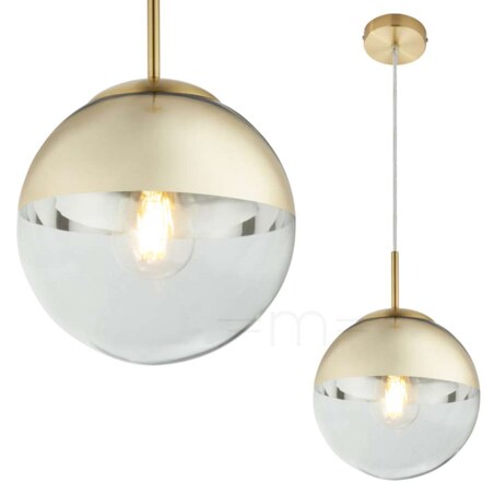 LAMPA wisząca VARUS 15855 Globo szklana OPRAWA zwis kula ball złota przezroczysta