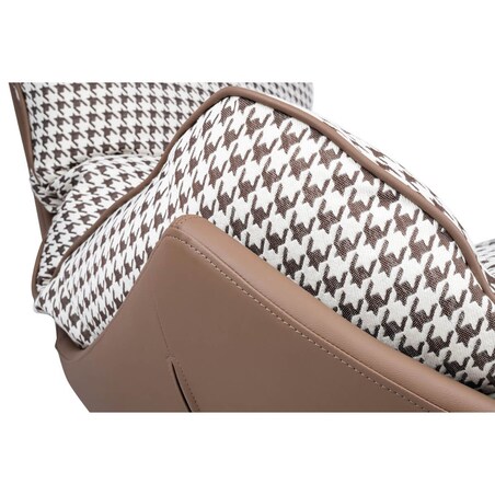 Wygodny fotel bujany Otilia tapicerowany brązowa pepitka, King Home