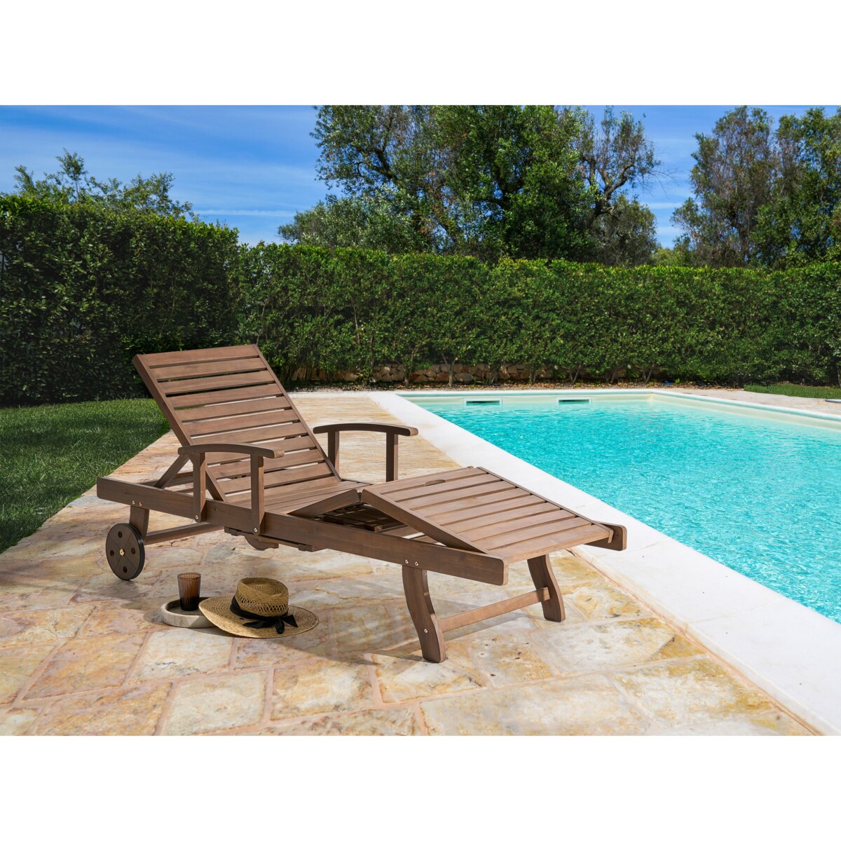 Leżak ogrodowy AMANTEA Drewno akacjowe Ciemnobrązowy