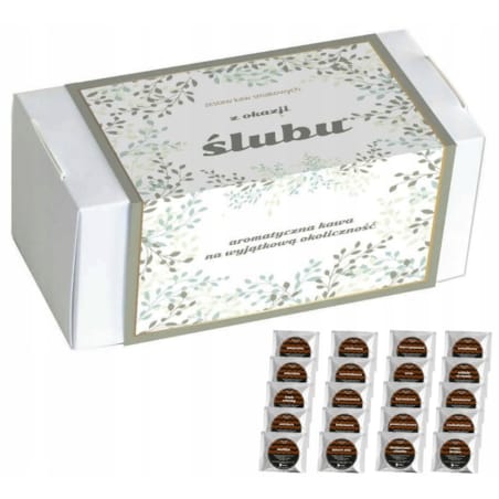 ŚLUBNY PREZENT UPOMINEK DLA MŁODEJ PARY NOWOŻEŃCÓW NA ŚLUB WESELE - BOX KOSZ PREZENTOWY UPOMINKOWY - ZESTAW KAW SMAKOWYCH HERBATY ZAPARZACZE