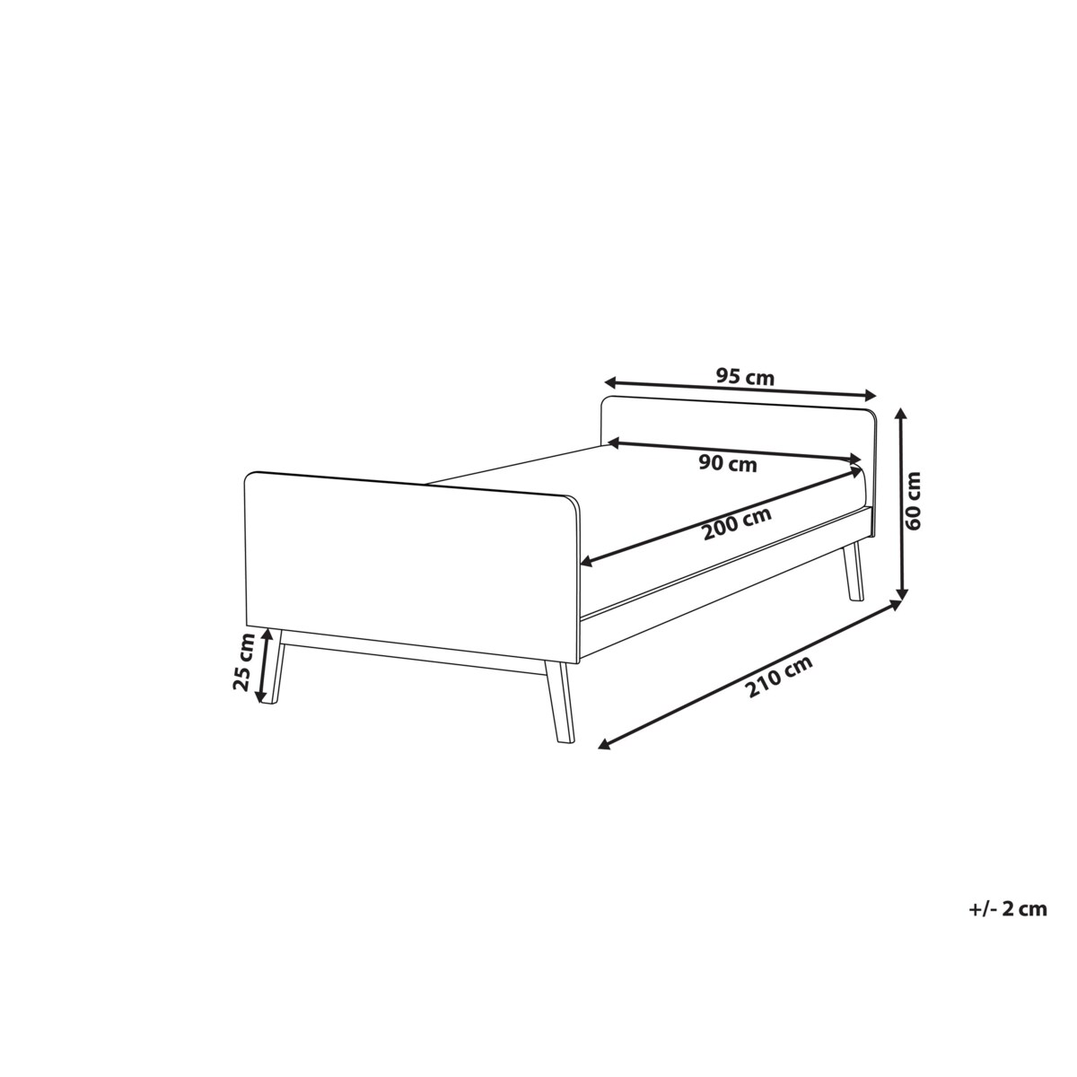 Łóżko drewniane 90 x 200 cm szare BONNAC