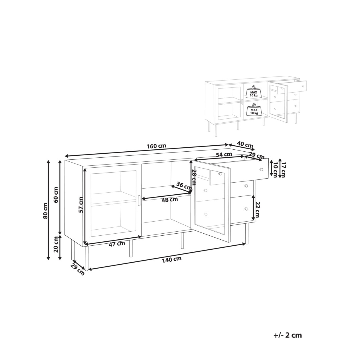 Szafka 2-drzwiowa MILORA 160 cm Biały