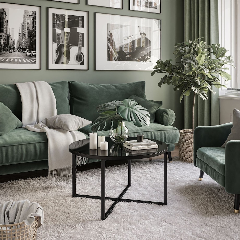 Okrągły stolik kawowy CIRI-X czarne szkło