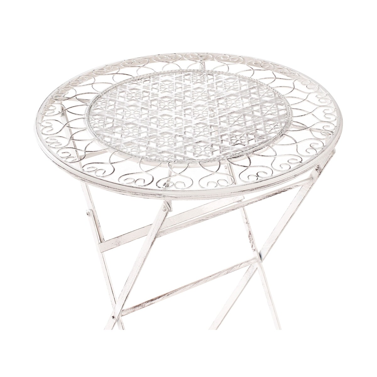 Stolik ogrodowy barowy metalowy 60 cm beżowy TRIESTE