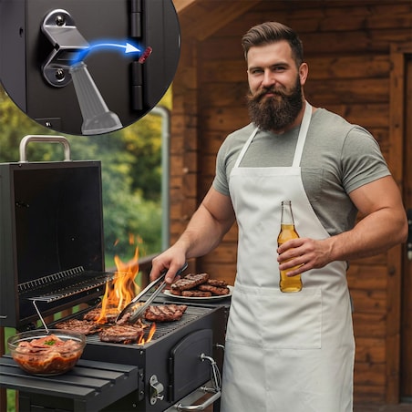 Grill węglowy ogrodowy Berdsen BD-893 komin żeliwny ruszt z pokrywą popielnik + termometr