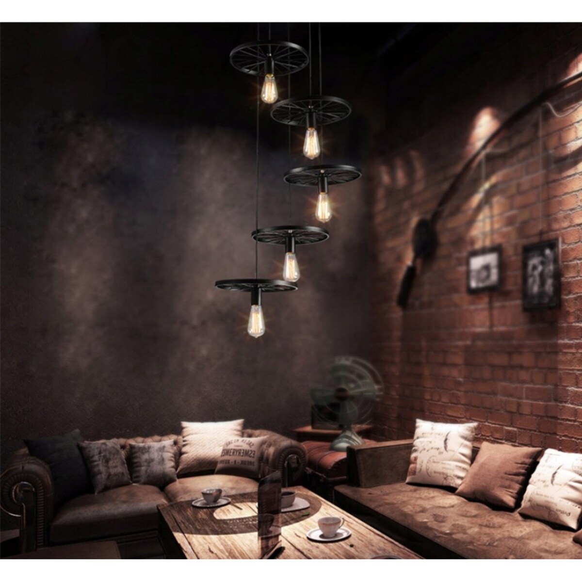 Lampa Sufitowa Czarna Żyrandol Loft Industrial