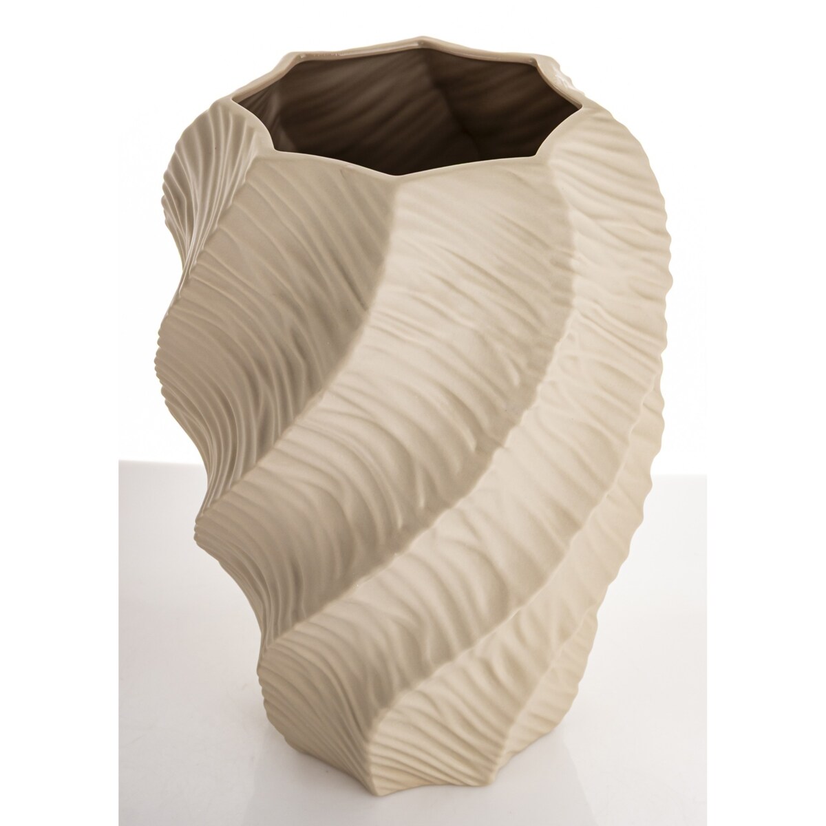 Wazon porcelanowy 30,5x21x21 cm TWISTER beżowy