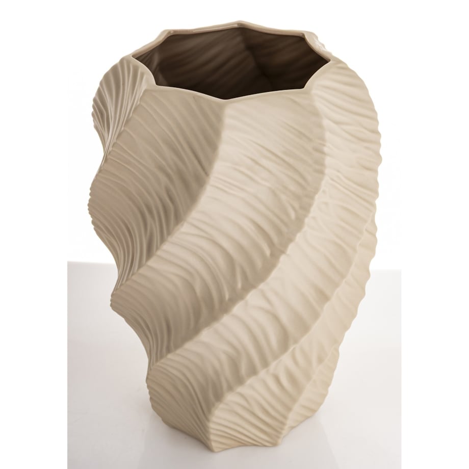 Wazon porcelanowy 30,5x21x21 cm TWISTER beżowy