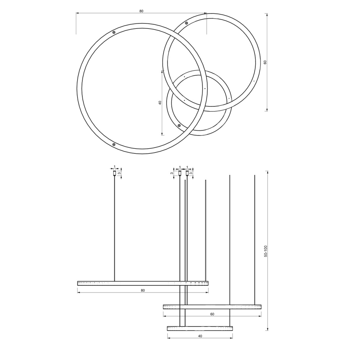 Wisząca lampa Galaxia ML8789 LED 85W do jadalni czarna