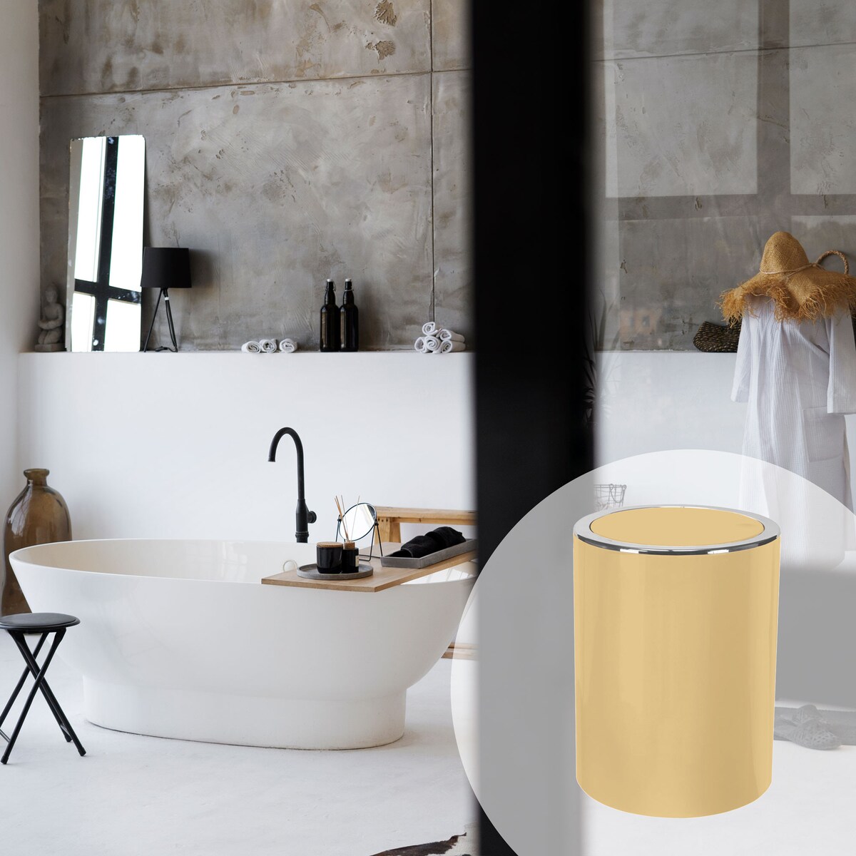 Kleine Wolke Clap Kosz łazienkowy żółty/solaris 5 litrów srebrny rant