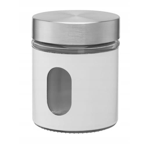POJEMNIK biały 320 ml na kawę herbatę przyprawy słoik zioła z okienkiem