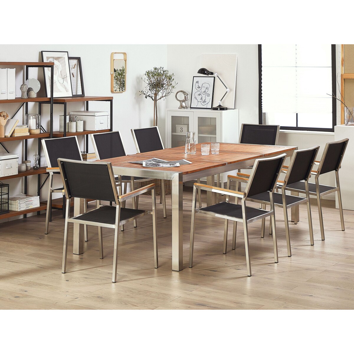 Stół ogrodowy eukaliptus 220 x 100 cm jasne drewno GROSSETO