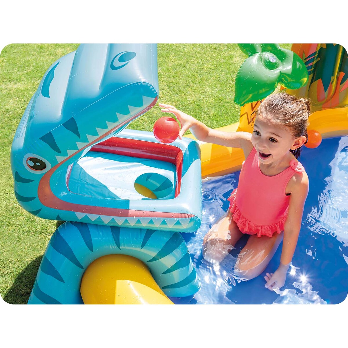 Basen plac zabaw dmuchany ze zjeżdżalnią dino + piłki Intex 57444