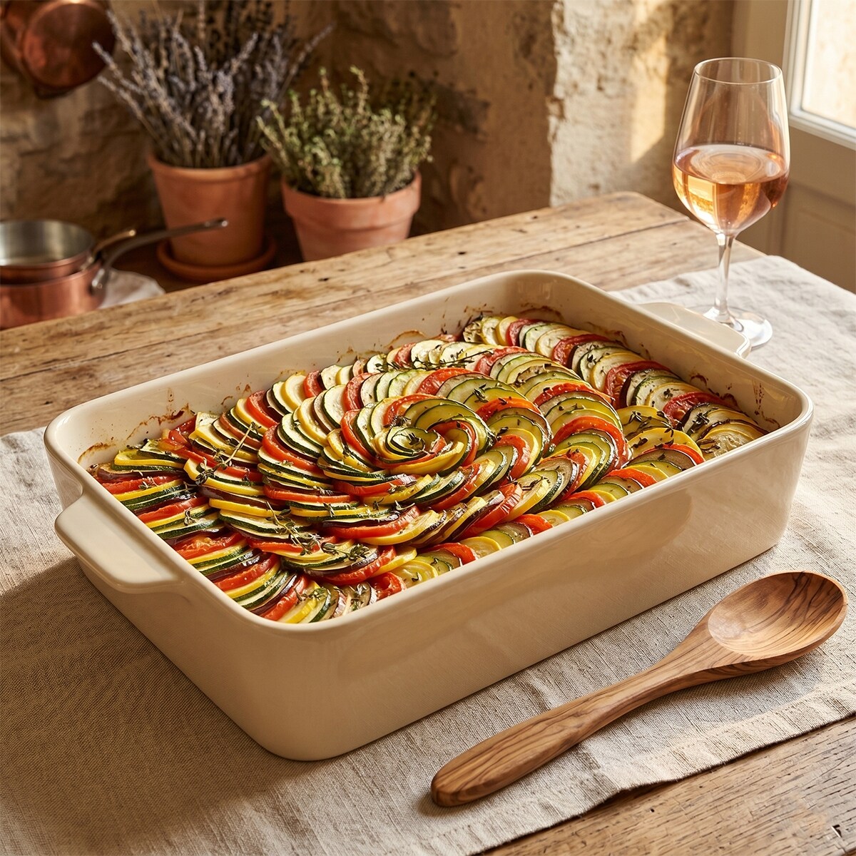 NACZYNIE ŻAROODPORNE CERAMICZNE DUŻE 33cm DO PIEKARNIKA ZAPIEKANIA BEŻOWE