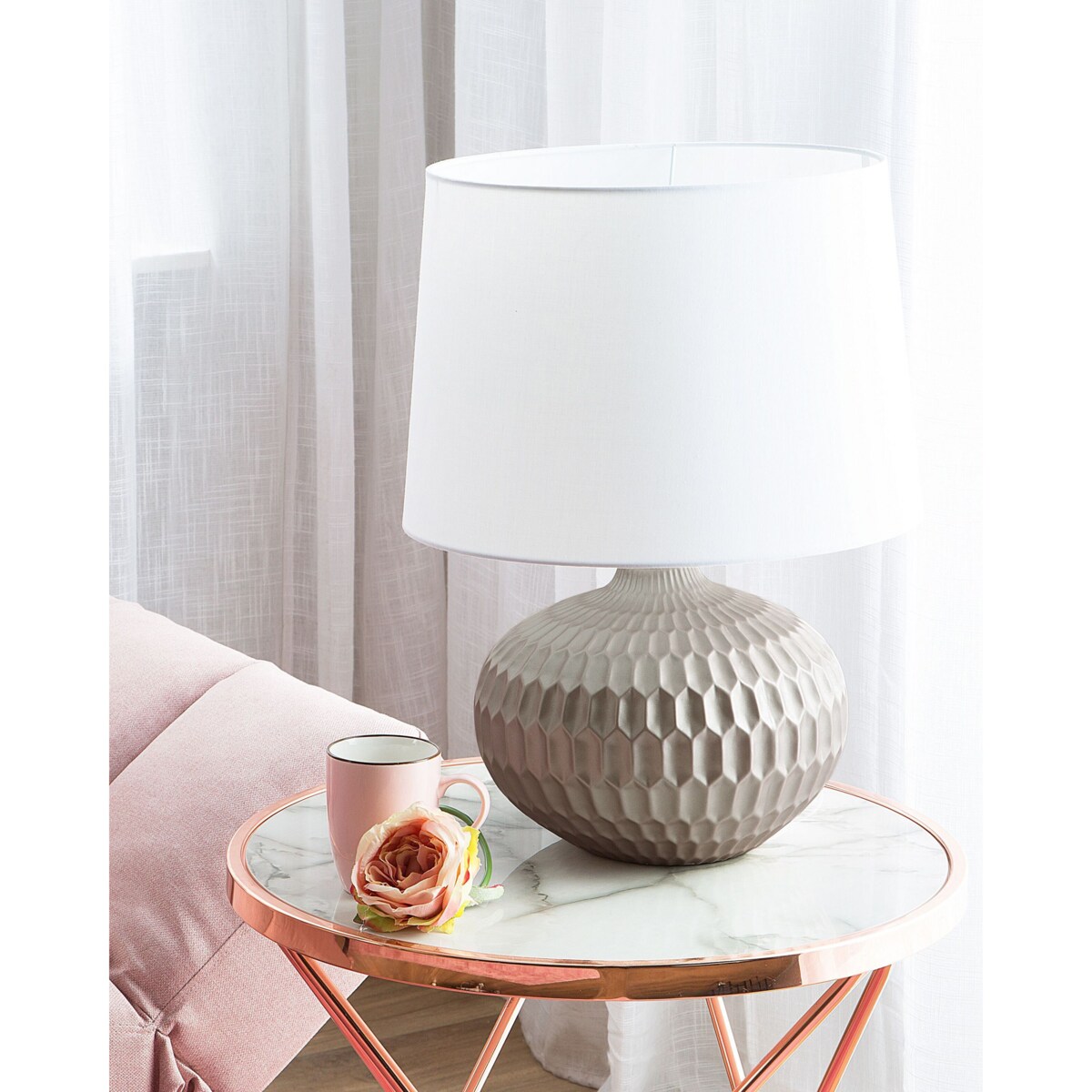 Lampka nocna ceramiczna złota PIRITA