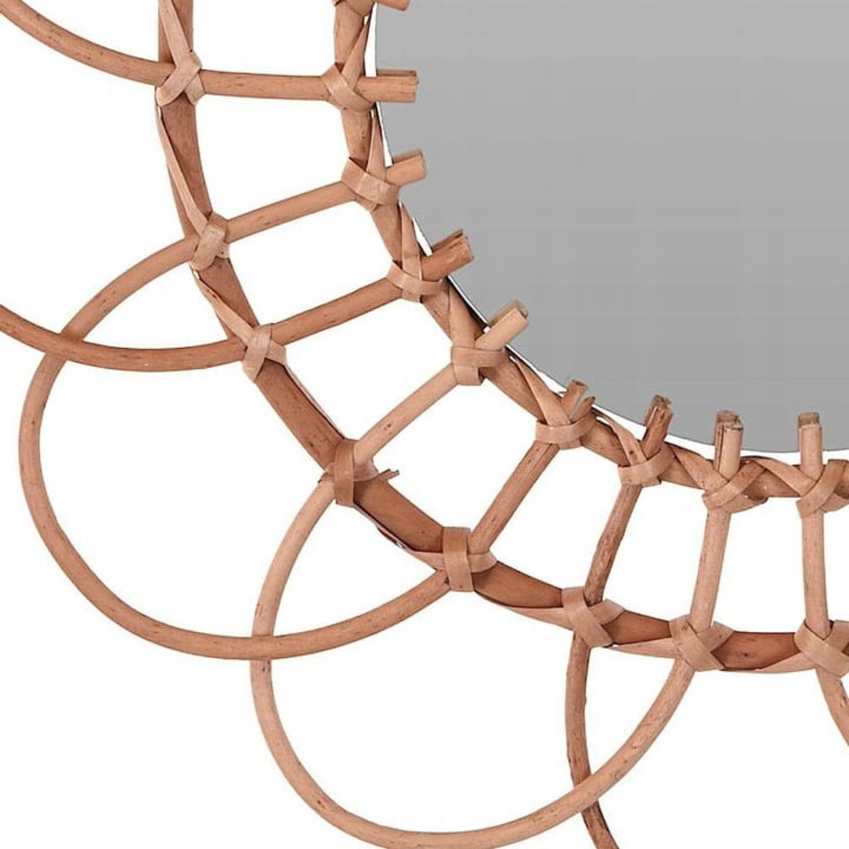 LUSTRO ŚCIENNE Plecione okrągłe DREWNO BOHO 49 cm