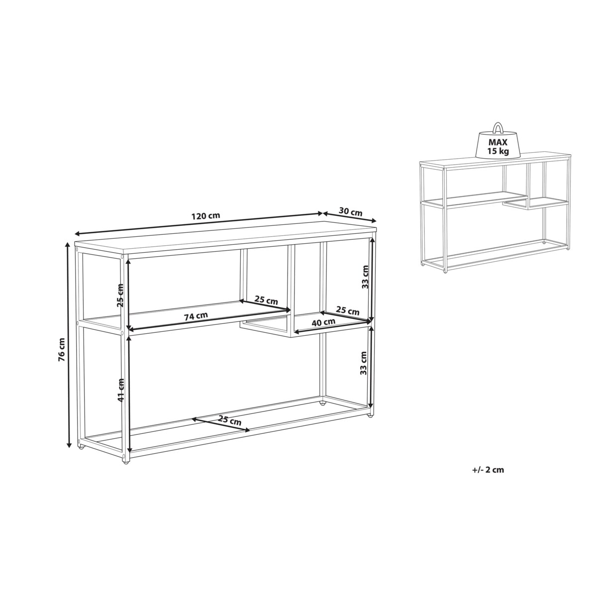 Konsola ciemne drewno z czarnym BELMONT