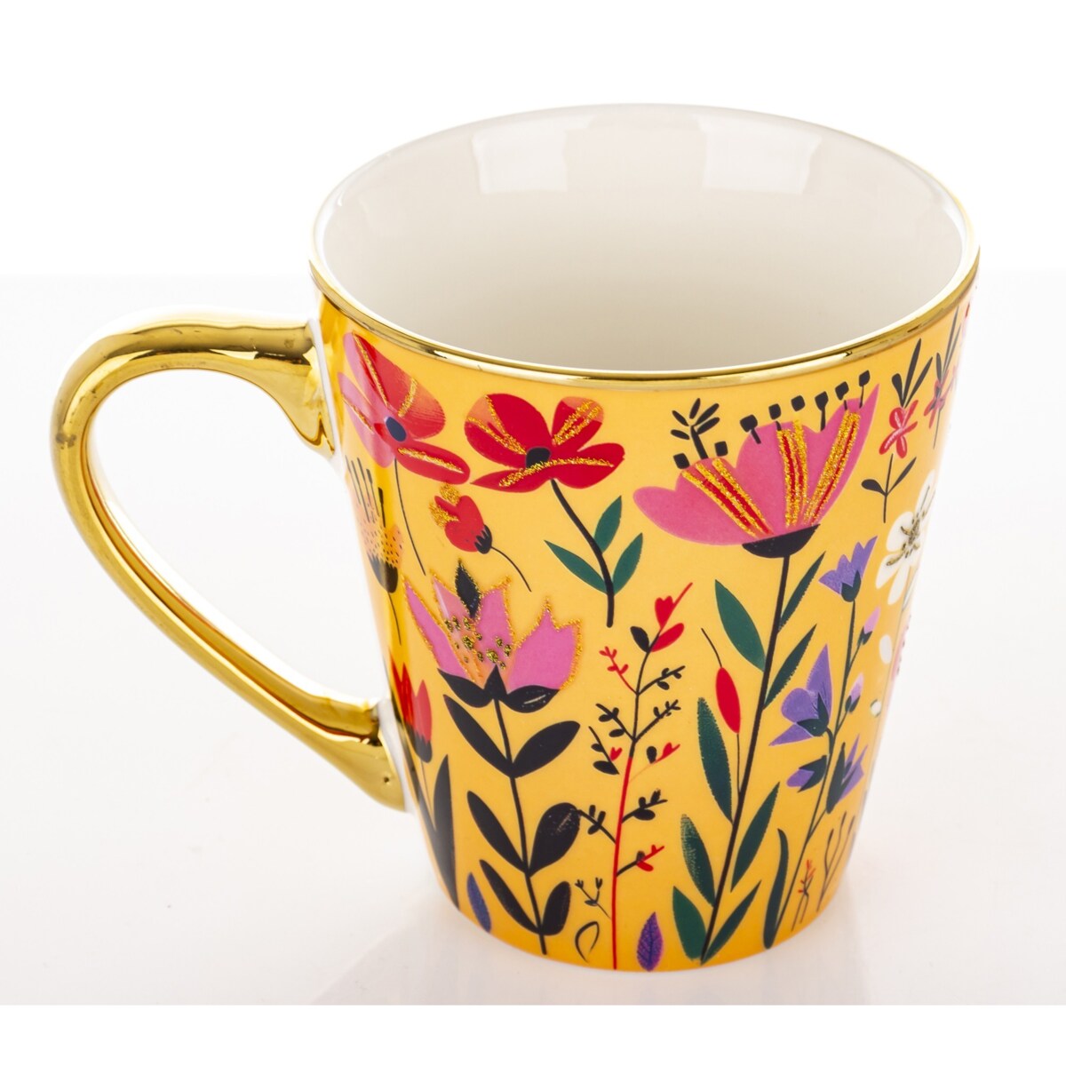 Kubek porcelanowy 300 ml 10x12,5x9 cm BLUMEN-I small żółty