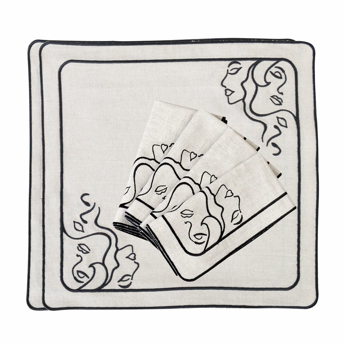 Haftowane serwetki z autorskim motywem – komplet 4 szt.