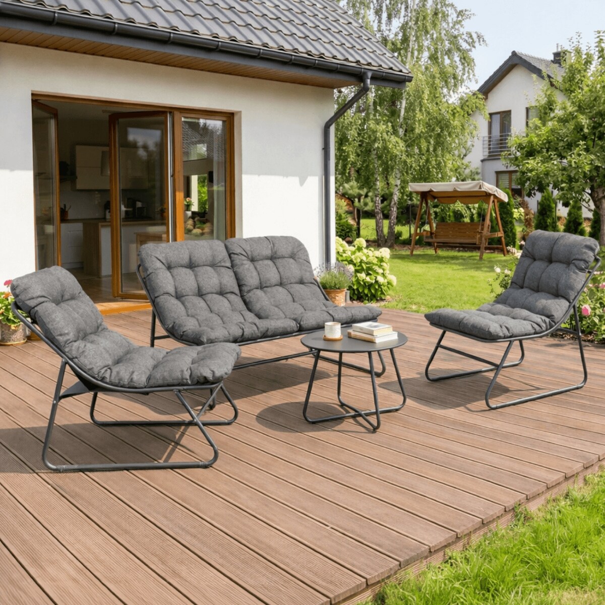 Zestaw Mebli Ogrodowych Wypoczynkowy Na Taras Ogród Działkę Szary MEGARA