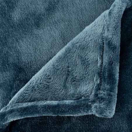 Koc flanelowy 180x230 cm BETANI niebieski ciemny