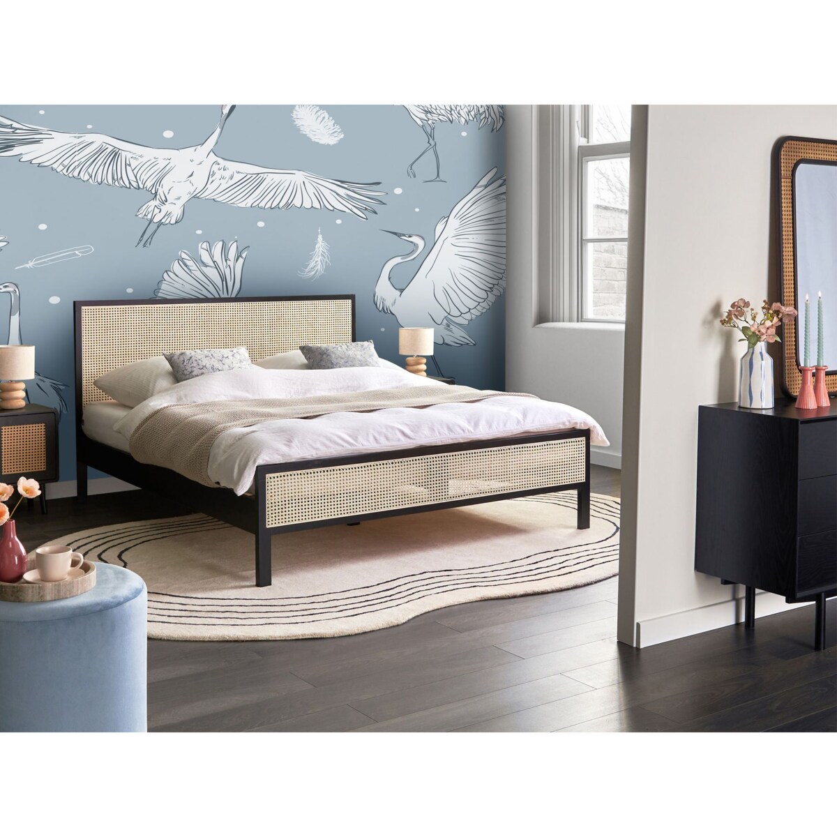 Łóżko Drewno sosnowe SALERNAS 160 x 200 cm Czarny