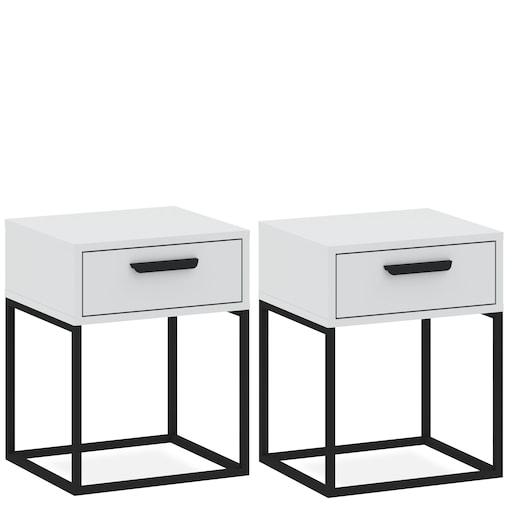 Konsimo RECTUS Zestaw stolików nocnych 2szt.w kolorze białym