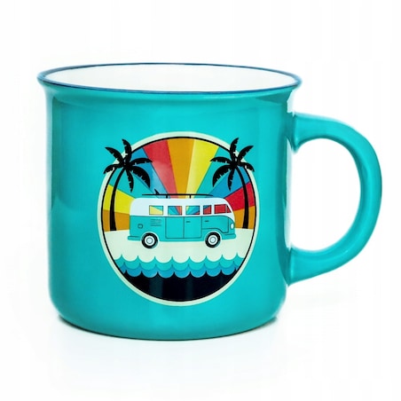 Porcelanowy kubek z uchwytem HOLIDAY TRIP do kawy herbaty czekolady 300ml - prezent upominek dla kobiety faceta babci dziadka mamy taty chłopaka dziewczyny