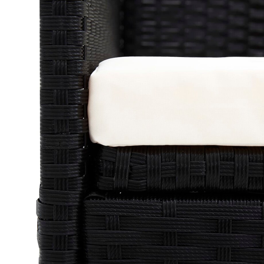 vidaXL Sofa ogrodowa z zadaszeniem, czarna, polirattanowa