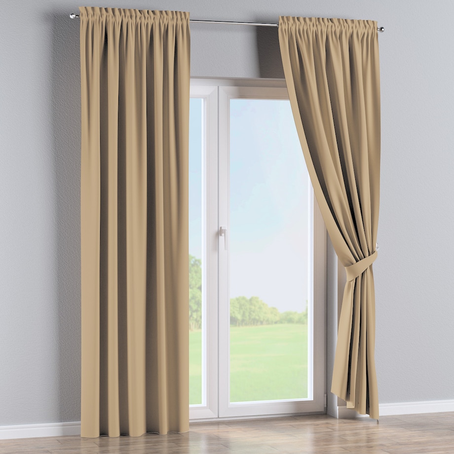 Zasłona na kanale z grzywką 1 szt. 130x245 złocisty beż