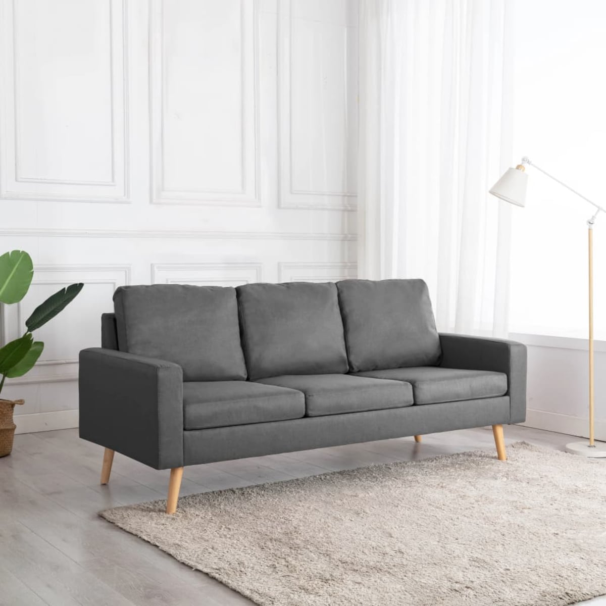 vidaXL 3-osobowa sofa, jasnoszara, tapicerowana tkaniną