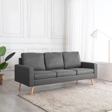 vidaXL 3-osobowa sofa, jasnoszara, tapicerowana tkaniną