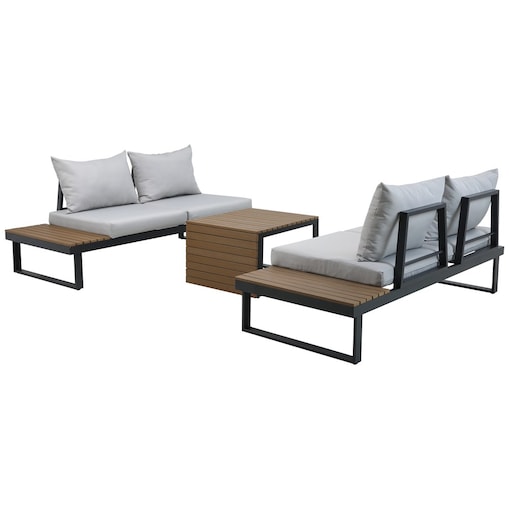 Zestaw Mebli Ogrodowych MARBELLA z Sofą Narożnikiem i Stolikiem SZARY