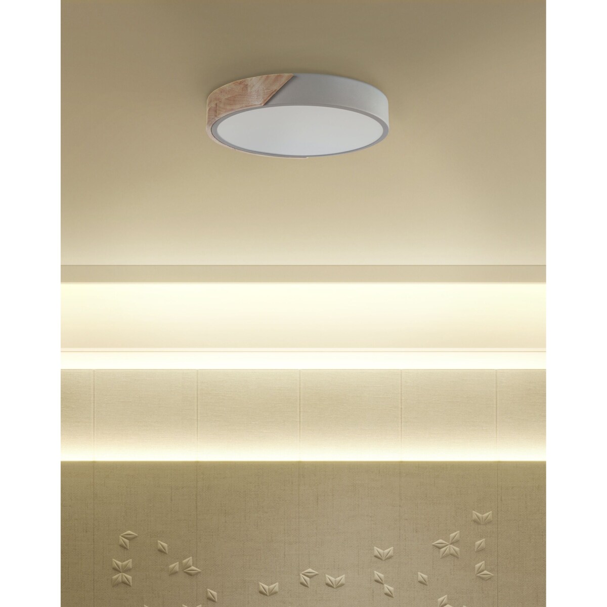 Lampa sufitowa LED metalowa szara z jasnym drewnem PATTANI