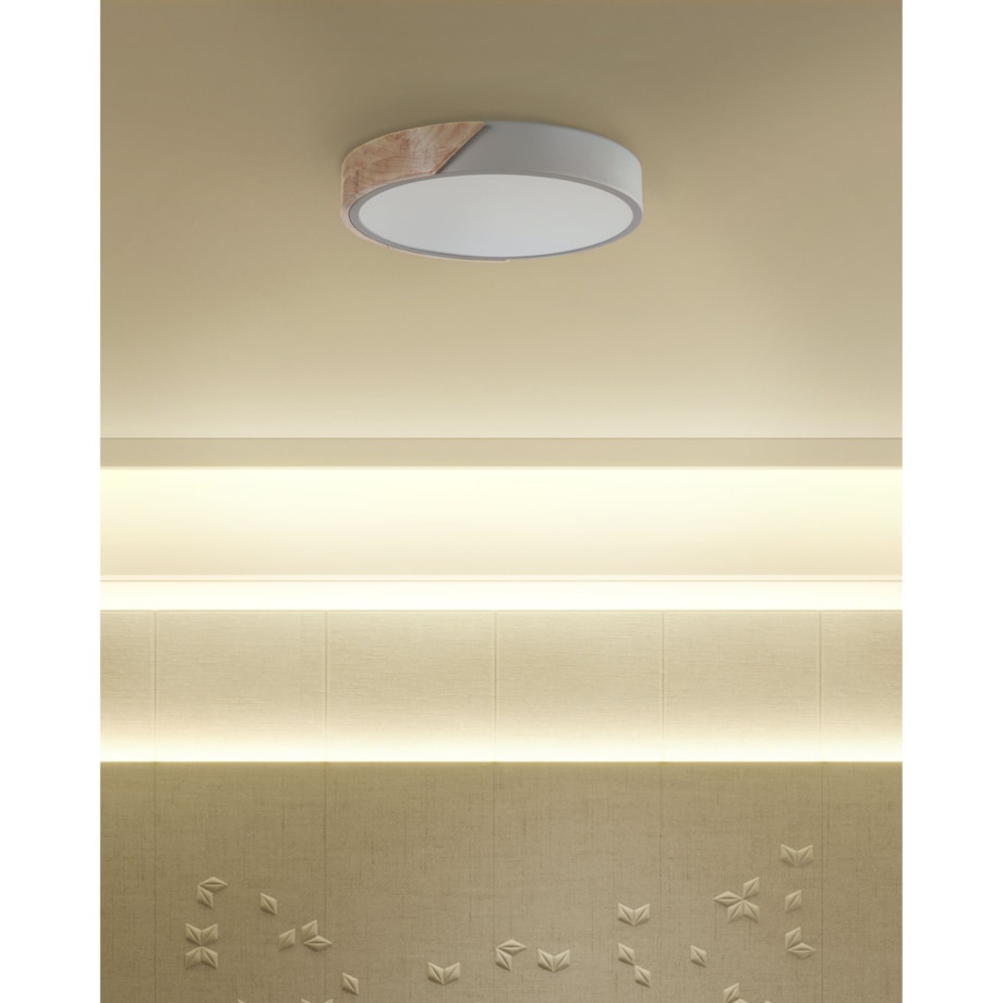 Lampa sufitowa LED metalowa szara z jasnym drewnem PATTANI
