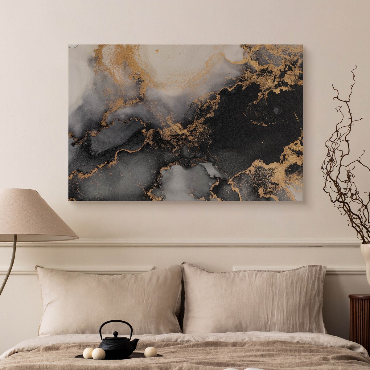 Obraz na płótnie Czarny marmur ze złotem 70x50cm