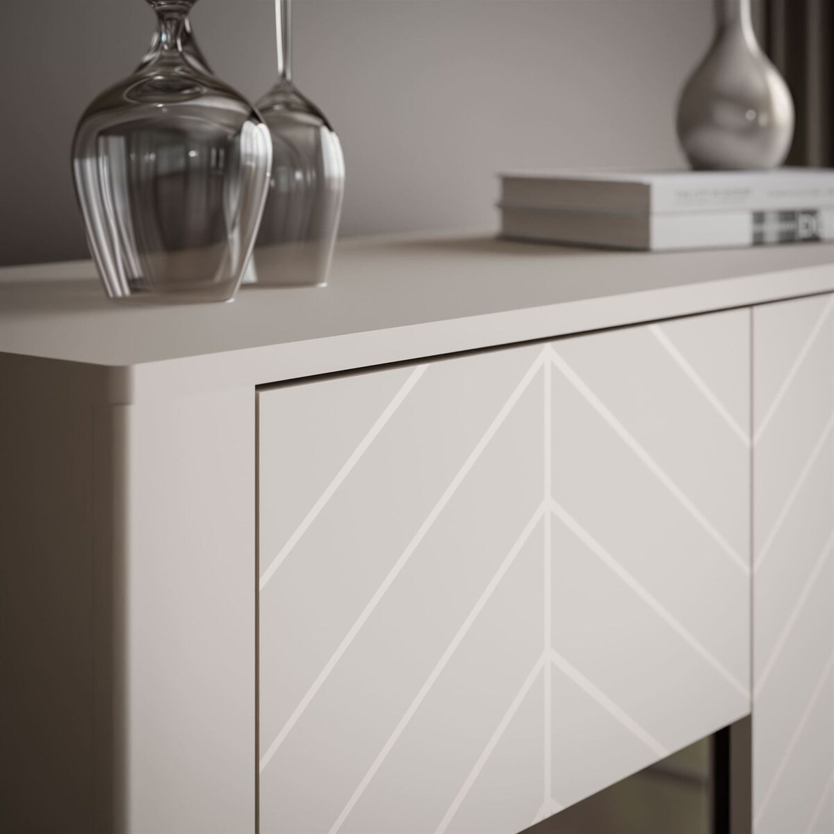 Dwudrzwiowa przeszklona witryna LUMI, kaszmir