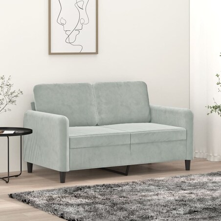 vidaXL Sofa 2-osobowa, jasnoszara, 120 cm, tapicerowana aksamitem