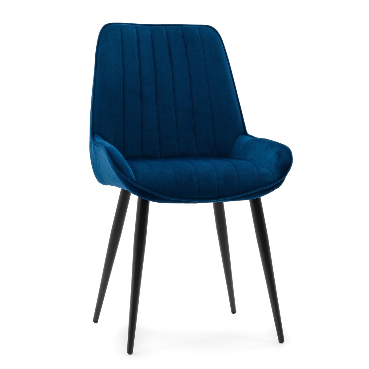 Krzesło tapicerowane welurowe do salonu jadalni nowoczesne glamour LUCA granatowa