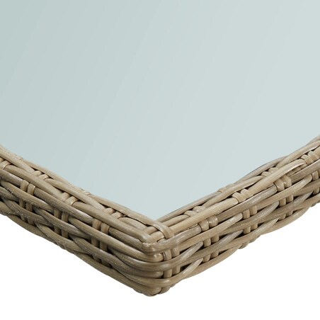 vidaXL Stół ogrodowy, brązowy, 200x100x74 cm, szkło i rattan PE