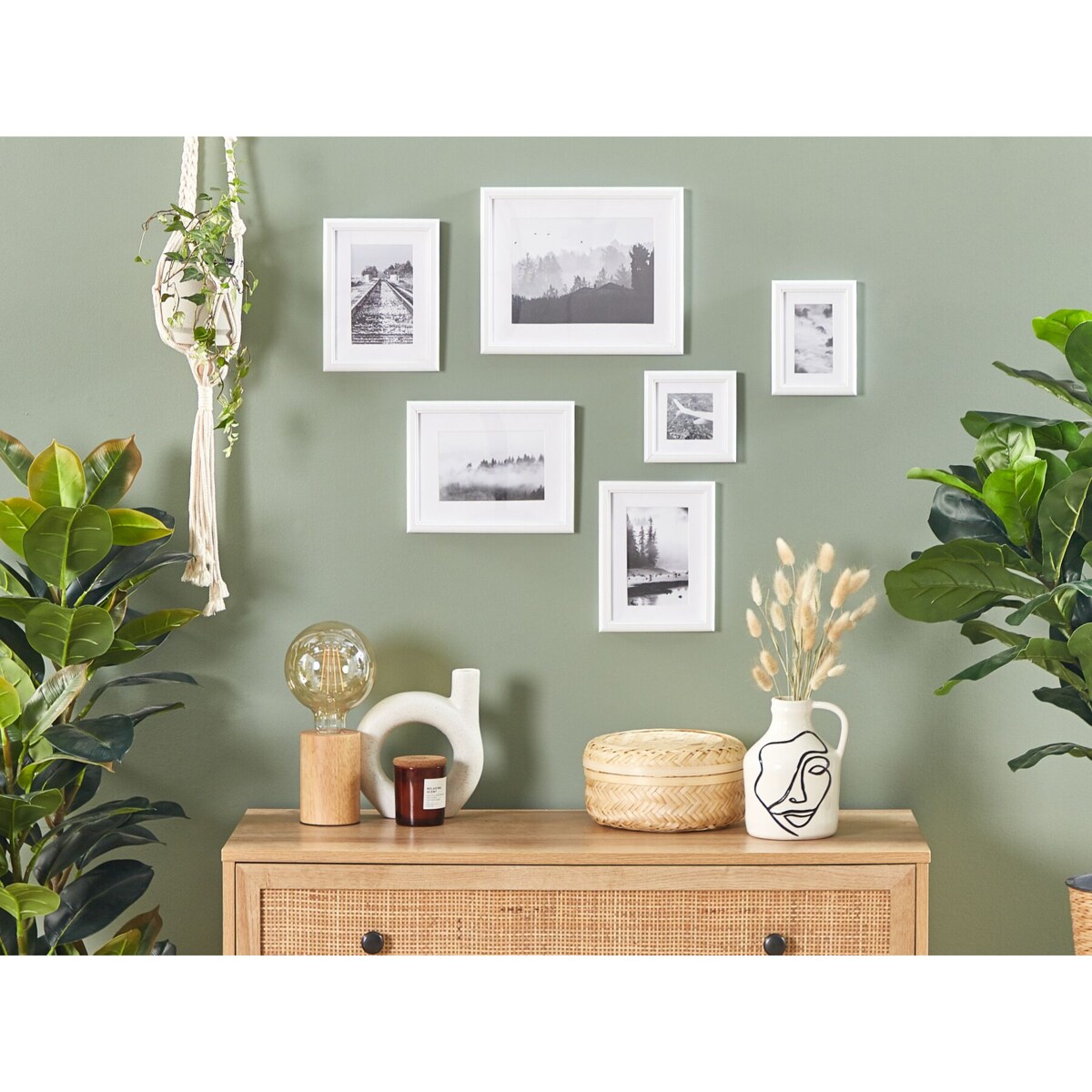 Galeria ścienna krajobrazy 6 ramek biała ZINIARE