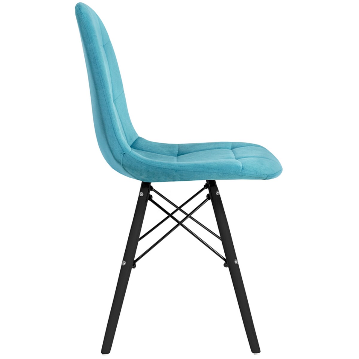 Krzesło tapicerowane turkusowe welurowe czarne nogi skandynawskie